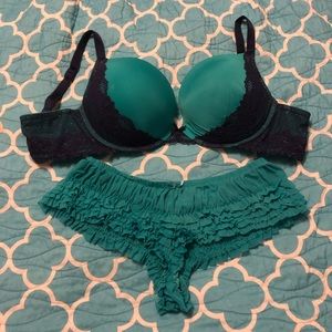 Torrid Blue & Teal Bra w/Ruffle Panty set